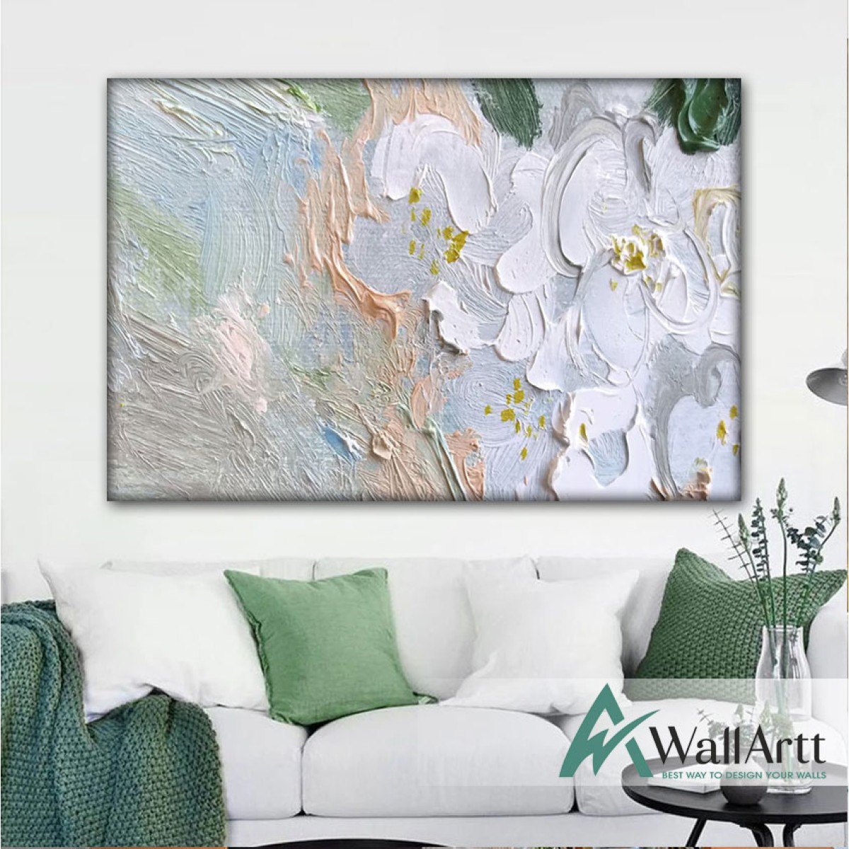 Abstract Lotus 3d Heavy Textured Partial Oil Painting